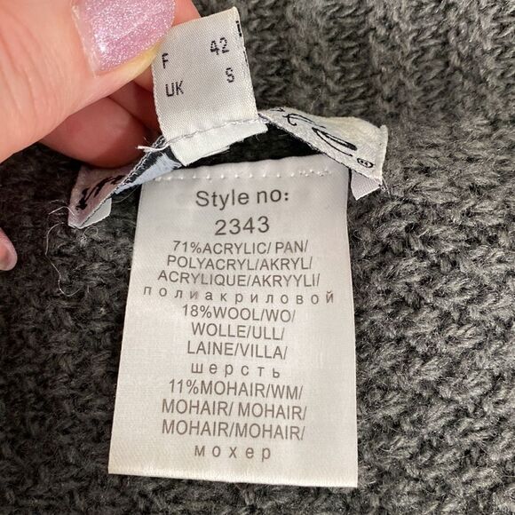 Marble Gray Mohair Blend Longline Button Closure Vest - Picture 8 of 11